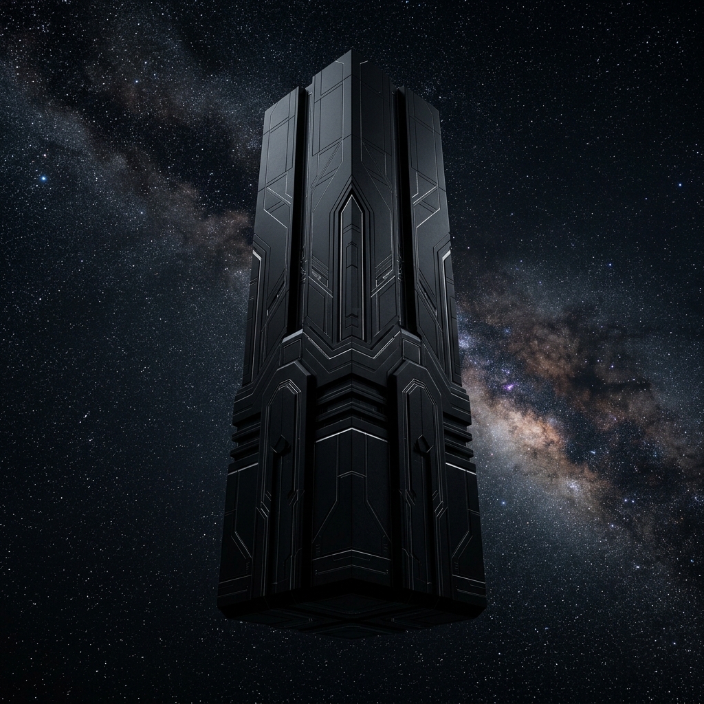 A massive, impenetrable black monolithic supercomputer radiating absolute silence and security. Zero telemetry.